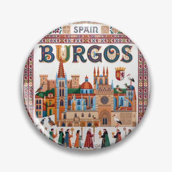 Item preview, Cartel turístico de Burgos, España: Catedral y procesión con bordados de arte popular. designed and sold by Witsprings.