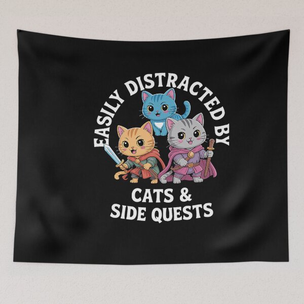 Item preview, Funny Distracted By Cats And Side Quests 59 designed and sold by haonampho.