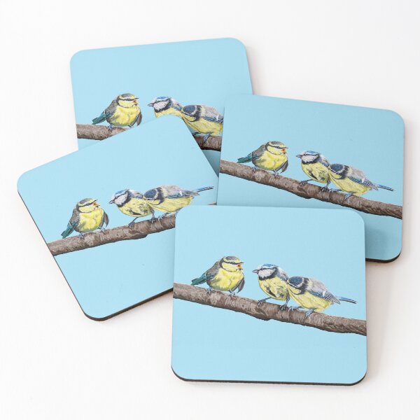 Item preview, Blue Tits sitting on a branch - twittering birds designed and sold by IslesArt.