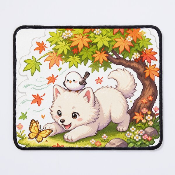 Item preview, Playful White Wolf Pup and Yellow Butterfly designed and sold by CozyPixel-J.
