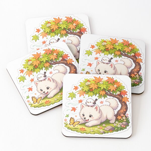 Item preview, Playful White Wolf Pup and Yellow Butterfly designed and sold by CozyPixel-J.