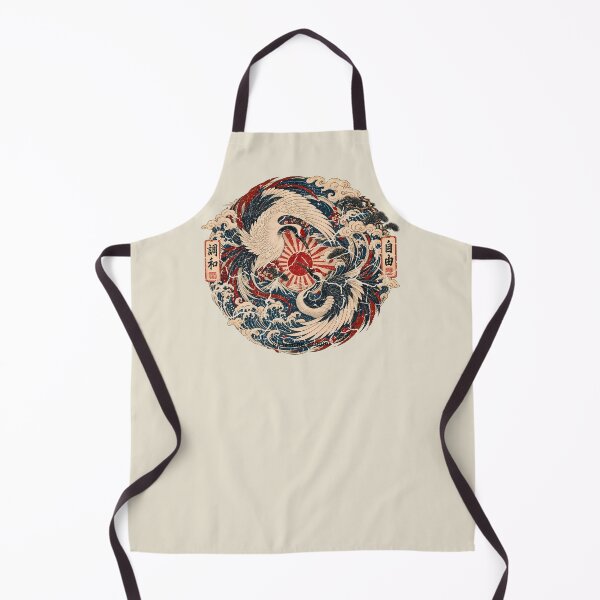 Item preview, Majestic Crane Yin Yang - Vintage Mount Fuji Ukiyo-e Emblem - Warm Parchment designed and sold by Rasamore™ Studios.