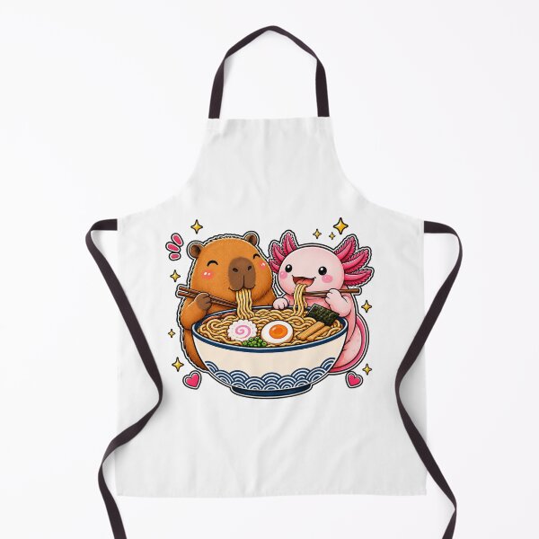 Item preview, Kawaii Capybara with Axolotl Eats Noodles Ramen designed and sold by WeirdlyMild.