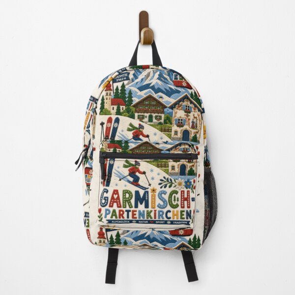 Item preview, Garmisch-Partenkirchen Germany Embroidered Travel Art | Zugspitze Alps Ski Resort Souvenir Illustration designed and sold by Witsprings.