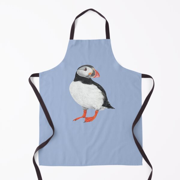 Item preview, Puffin pastel art on moody blue background designed and sold by IslesArt.