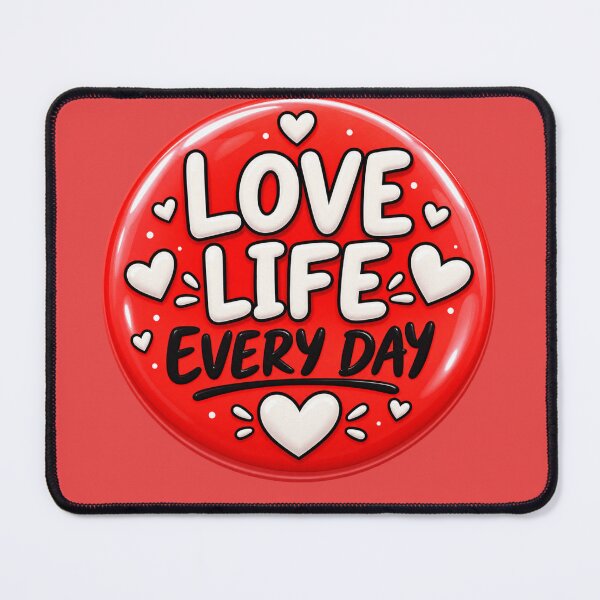 Item preview, Love Life Everyday - Retro Love Badge with Hearts designed and sold by CzipipitoStudio.