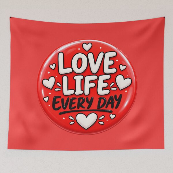 Item preview, Love Life Everyday - Retro Love Badge with Hearts designed and sold by CzipipitoStudio.