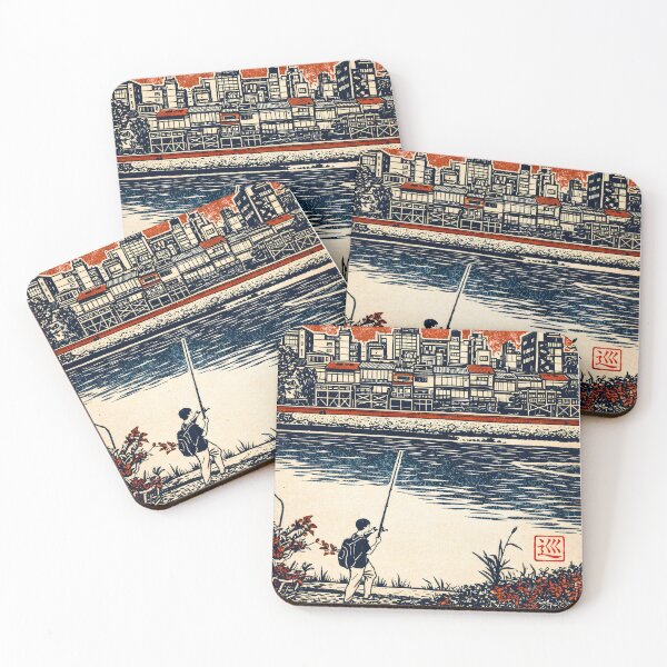 Item preview, Kyoto Riverside – Japan Linocut Print designed and sold by JAPANCE STUDIO.