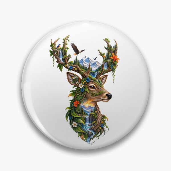 Item preview, Peace Begins Within – Nature Deer Landscape | Wildlife & Mountain Harmony Art designed and sold by ujjawal.