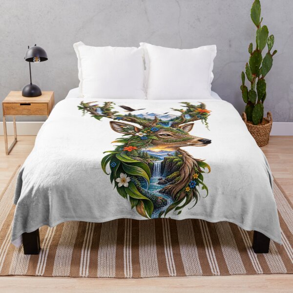 Item preview, Peace Begins Within – Nature Deer Landscape | Wildlife & Mountain Harmony Art designed and sold by ujjawal.