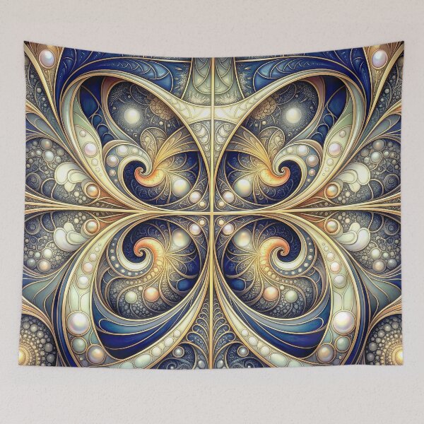 Item preview, Ornate Blue and Gold Art Nouveau Fractal designed and sold by Frackxion.
