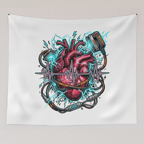 Item preview, Cardiology Anatomical Heart Defibrillator ECG Shock Neon Aesthetic designed and sold by Animer-art1.