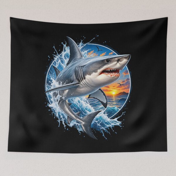 Item preview, Great White Shark Sunset – Apex Ocean Predator designed and sold by RockitBaby.