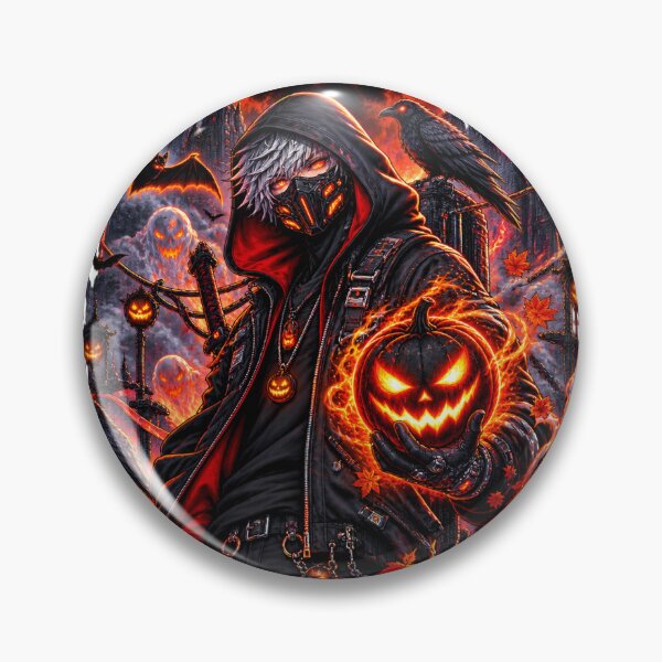 Item preview, Cyberpunk Halloween Anime Masked Warrior T-Shirt | Gothic Pumpkin Raven designed and sold by Shahjiar Shop.
