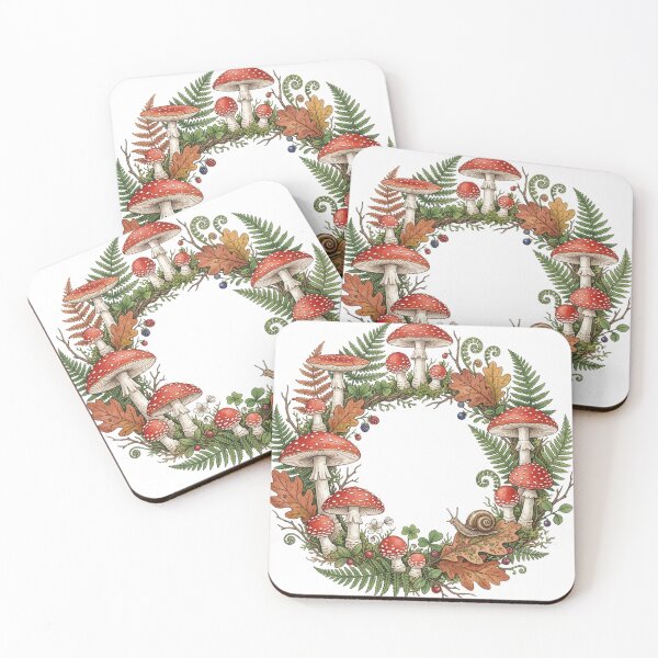 Item preview, Cottagecore Mushroom Circle — Watercolor Forest Botanical designed and sold by Munchable Bites.