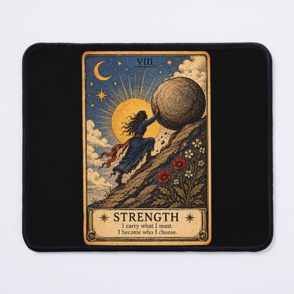 Item preview, Strength Tarot Card – Woman Resilience & Perseverance Illustration designed and sold by ArcanaAbsolute.