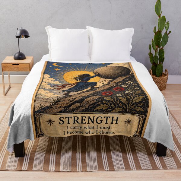 Item preview, Strength Tarot Card – Woman Resilience & Perseverance Illustration designed and sold by ArcanaAbsolute.