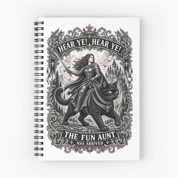 Item preview, Fun Aunt Knight Riding Black Cat Shirt Hear Ye Fun Aunt Has Arrived Sweatshirt Funny Auntie Cat Meme T-Shirt designed and sold by LessIsLoud.