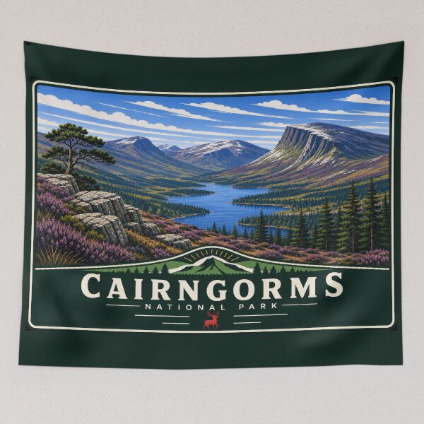 Item preview, Cairngorms National Park Vintage Travel Poster Badge designed and sold by NewNomads.