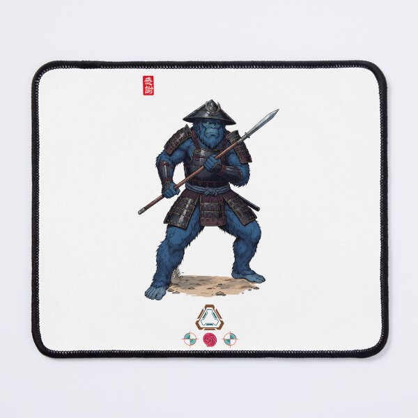Item preview, Blue Ashigaru Ape Warrior in Detailed Armor with Yari Spear designed and sold by Whimsy Trail Co.