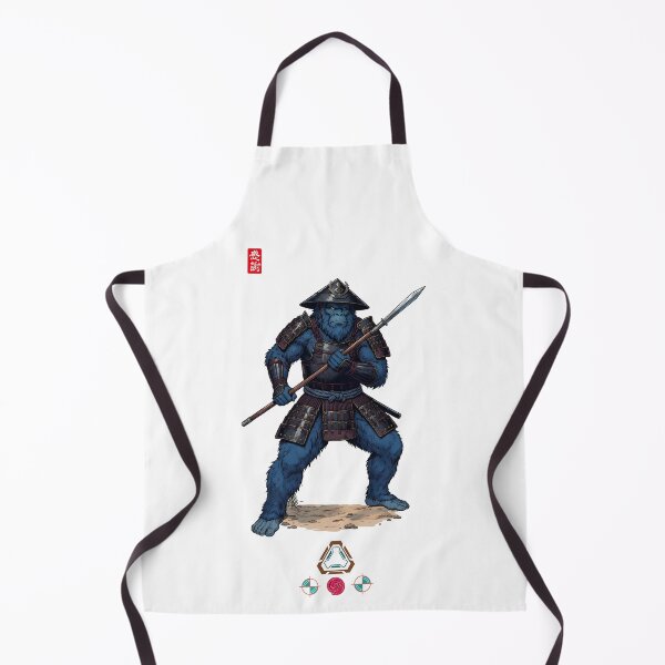 Item preview, Blue Ashigaru Ape Warrior in Detailed Armor with Yari Spear designed and sold by Whimsy Trail Co.