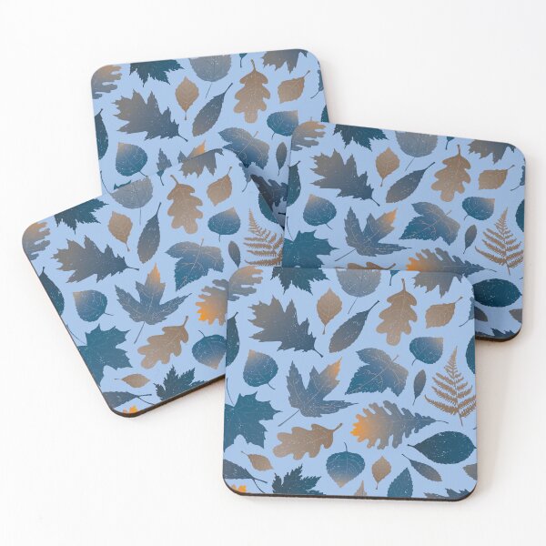 Item preview, Pressed Autumn Leaves – Cozy Botanical Woodland Pattern | Blue designed and sold by Frohyou.