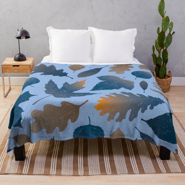 Item preview, Pressed Autumn Leaves – Cozy Botanical Woodland Pattern | Blue designed and sold by Frohyou.