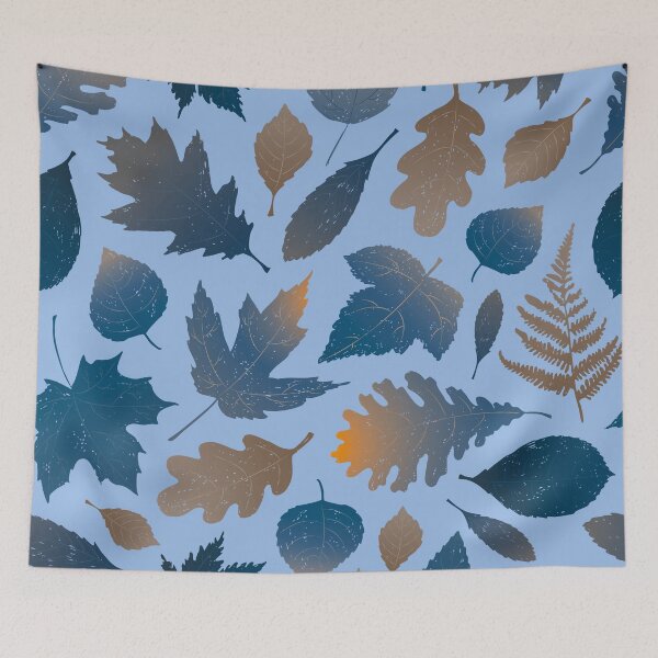 Item preview, Pressed Autumn Leaves – Cozy Botanical Woodland Pattern | Blue designed and sold by Frohyou.