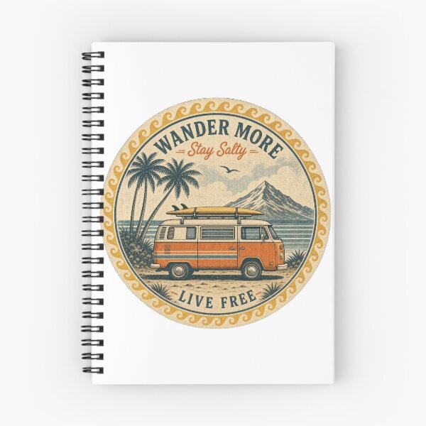 Item preview, Wander More Stay Salty Live Free Retro Beach Pin designed and sold by Retro Surf & Roam.