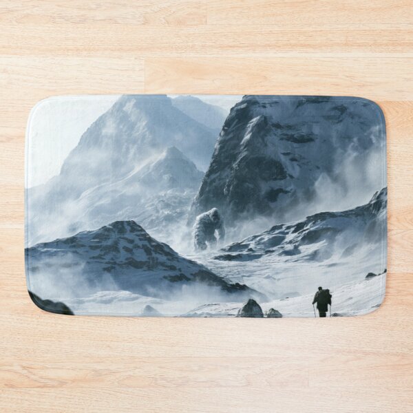Item preview, A towering Yeti trekking through blizzard-covered Himalayan peaks surrounded by towering glaciers and blowing snow, Fantasy & Mythological Creatures designed and sold by CDC40.