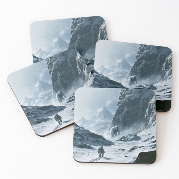 Item preview, A towering Yeti trekking through blizzard-covered Himalayan peaks surrounded by towering glaciers and blowing snow, Fantasy & Mythological Creatures designed and sold by CDC40.