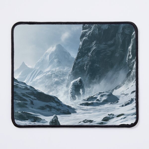 Item preview, A towering Yeti trekking through blizzard-covered Himalayan peaks surrounded by towering glaciers and blowing snow, Fantasy & Mythological Creatures designed and sold by CDC40.