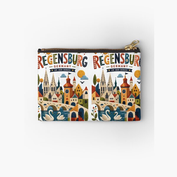 Artikelvorschau, Regensburg, Deutschland, Donau-Steinbrücke, gestickte Reiseillustration, Souvenir entworfen und verkauft von Witsprings.