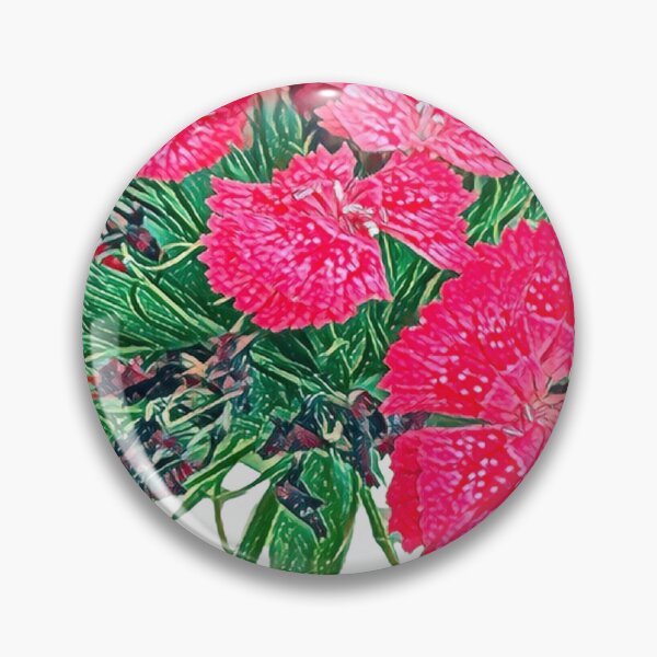 Item preview, Impressionist Pink Dianthus Sweet William Flower Art designed and sold by BalkanBloomArt.