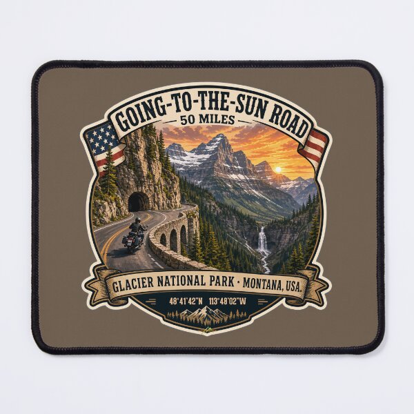 Item preview, Going-to-the-Sun Road Glacier National Park USA Motorcycle RV Car TShirt & Sticker 09 designed and sold by OuterShellUK.