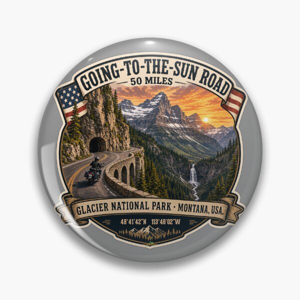 Item preview, Going-to-the-Sun Road Glacier National Park USA Motorcycle RV Car TShirt & Sticker 09 designed and sold by OuterShellUK.