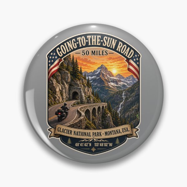 Item preview, Going-to-the-Sun Road Glacier National Park USA Motorcycle RV Car TShirt & Sticker 10 designed and sold by OuterShellUK.