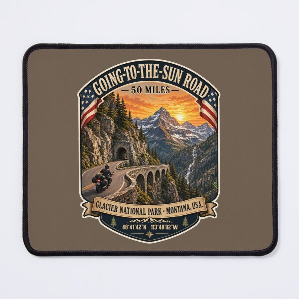 Item preview, Going-to-the-Sun Road Glacier National Park USA Motorcycle RV Car TShirt & Sticker 10 designed and sold by OuterShellUK.