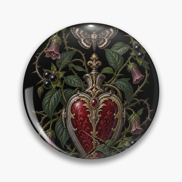 Item preview, Belladonna Heart Reliquary & Moth – Vamp Romantic Gothic Botanical Art designed and sold by Anyshca.