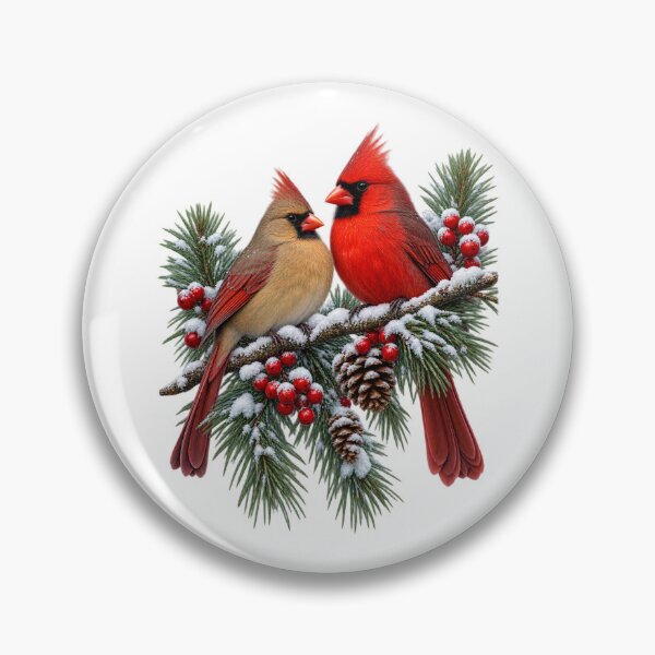 Item preview, Winter Cardinals in the Pines Red Cardinal Pair designed and sold by Witch Joseph.