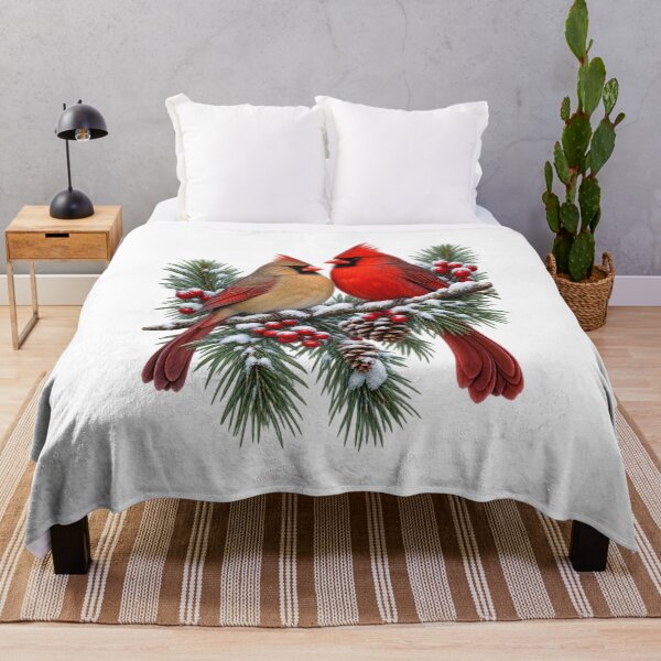 Item preview, Winter Cardinals in the Pines Red Cardinal Pair designed and sold by Witch Joseph.