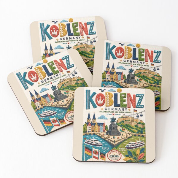 Artikelvorschau, Koblenz Deutschland Deutsches Eck besticktes Reise-Illustrations-Souvenir entworfen und verkauft von Witsprings.