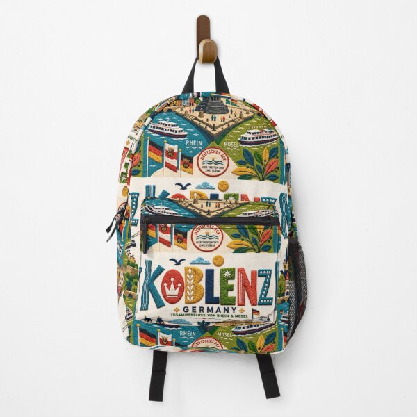 Item preview, Koblenz Germany Deutsches Eck Embroidered Travel Illustration souvenir designed and sold by Witsprings.