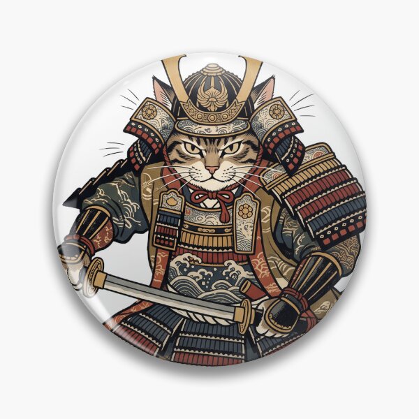 Item preview, The Neko Shogun - Fierce Samurai Cat Warrior Art designed and sold by whiteblackcat.