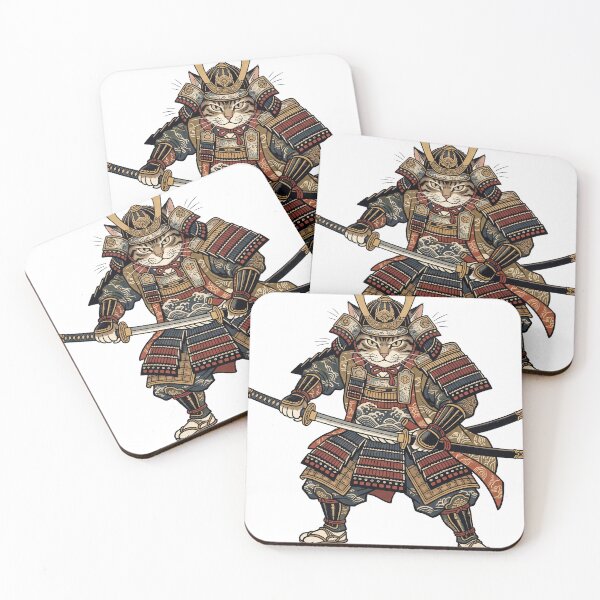 Item preview, The Neko Shogun - Fierce Samurai Cat Warrior Art designed and sold by whiteblackcat.
