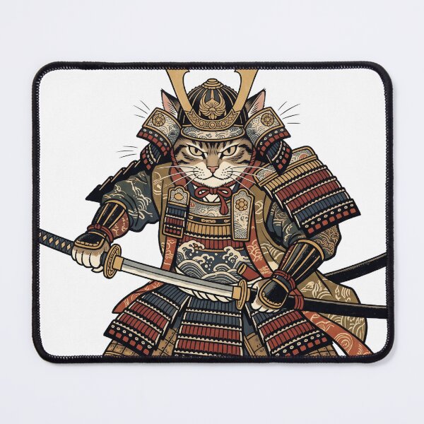 Item preview, The Neko Shogun - Fierce Samurai Cat Warrior Art designed and sold by whiteblackcat.