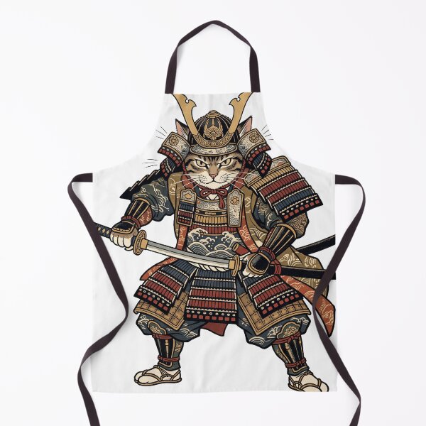 Item preview, The Neko Shogun - Fierce Samurai Cat Warrior Art designed and sold by whiteblackcat.