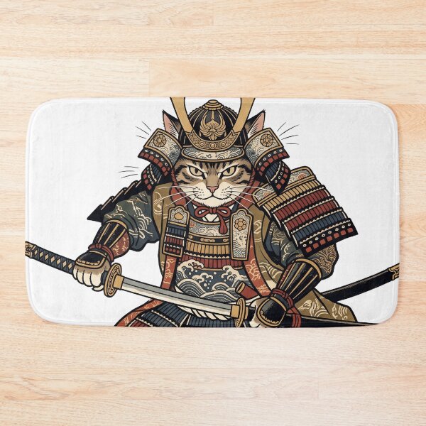 Item preview, The Neko Shogun - Fierce Samurai Cat Warrior Art designed and sold by whiteblackcat.