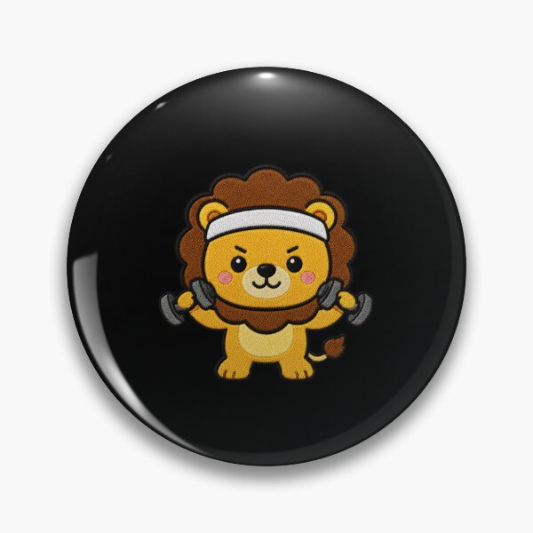 Item preview, Cute Lion Exercising Kawaii Embroidery Patch designed and sold by ColorSplash123.