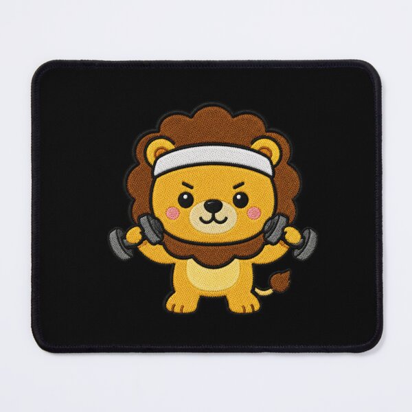 Item preview, Cute Lion Exercising Kawaii Embroidery Patch designed and sold by ColorSplash123.